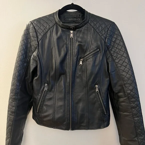Andrew Marc Black Moto Leather Jacket - Picture 1 of 10